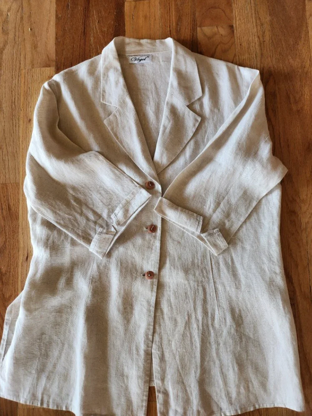 Vintage Minimalist 100% Linen Blazer Quite Luxury Coastal Grandma Neutral Beige
